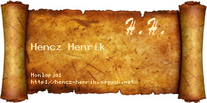 Hencz Henrik névjegykártya